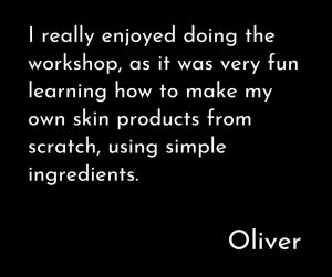 Oliver's testimonial for teen skincare workshop